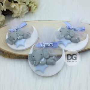 Baby Elephant Figurine Moon and Star Favors for Guests and Kids